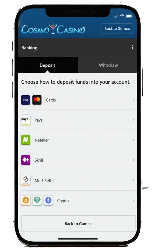 Cosmo Casino Payments Methods